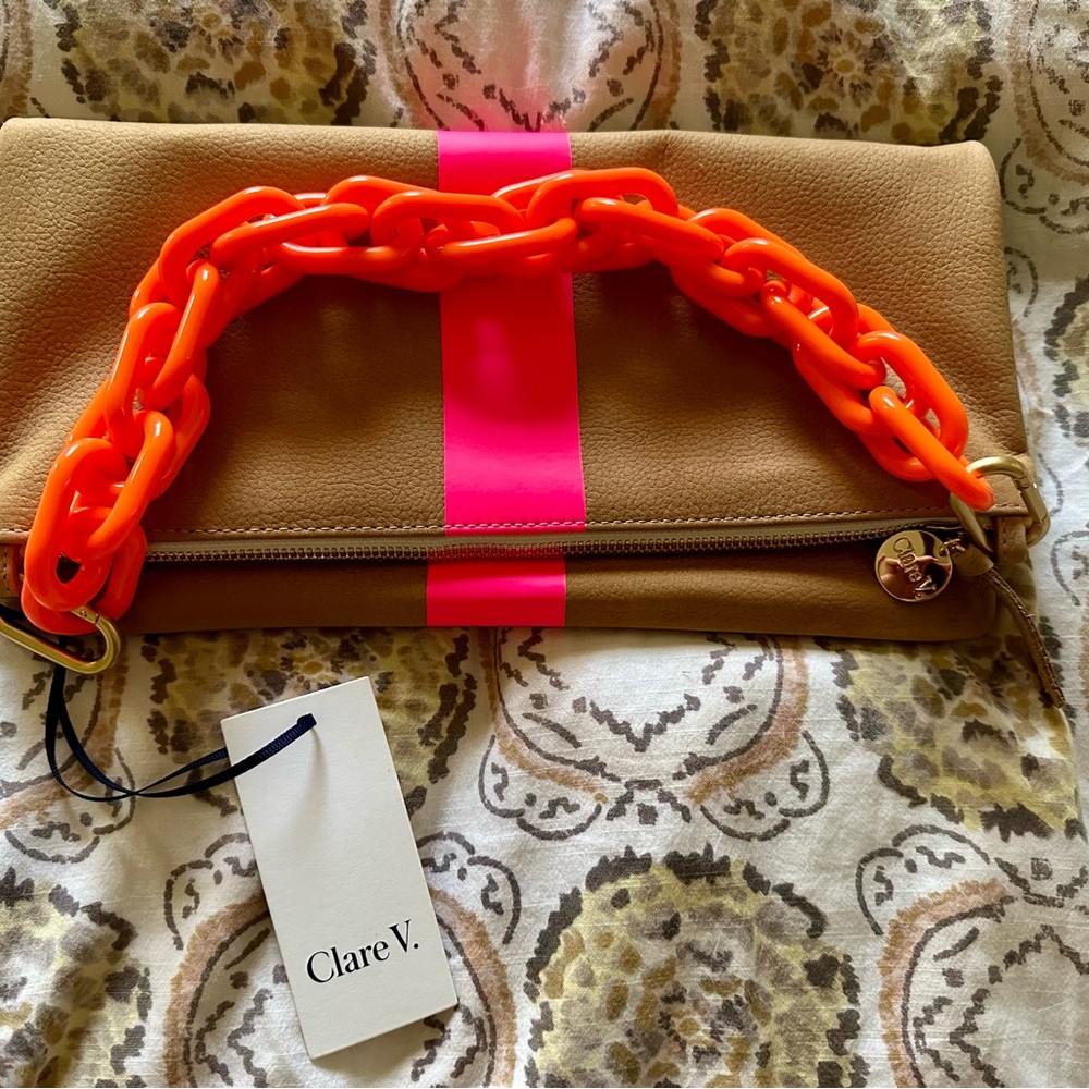Clare V fold over clutch with shortie shoulder strap